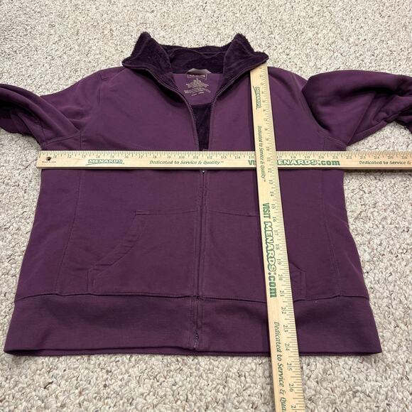 LL Bean Women's Full Zip Fleece Lined Jacket Sz L Purple Outdoor Cotton Cozy - Picture 3 of 8
